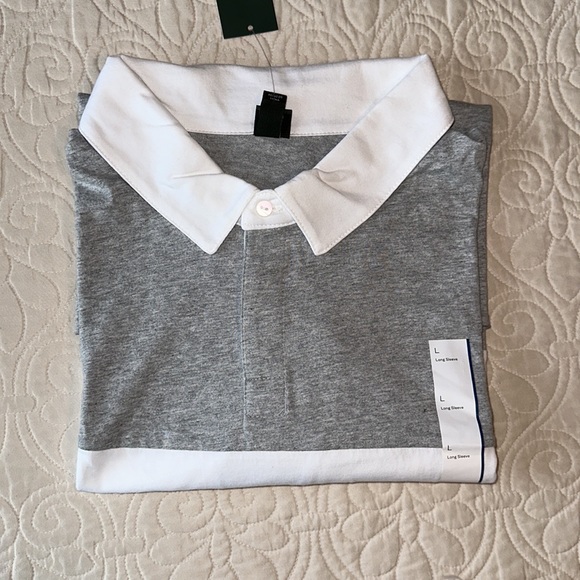 NEW Men’s rugby long sleeve shirt grey and white - Picture 4 of 4